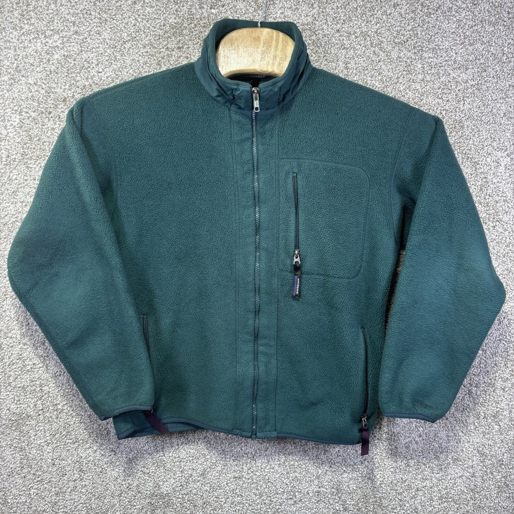 Vintage Patagonia Jacket Mens Medium Green Fleece Full Zip Made USA 90s